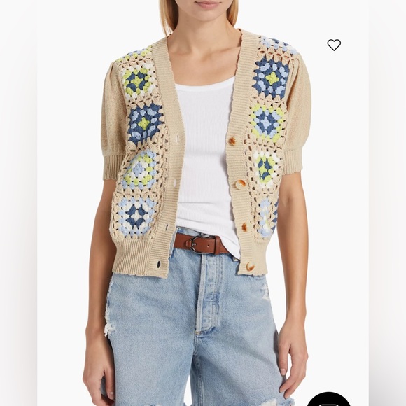 Design History Crochet Geometric Short-Sleeve Cardigan Granny-square size M - Picture 2 of 9